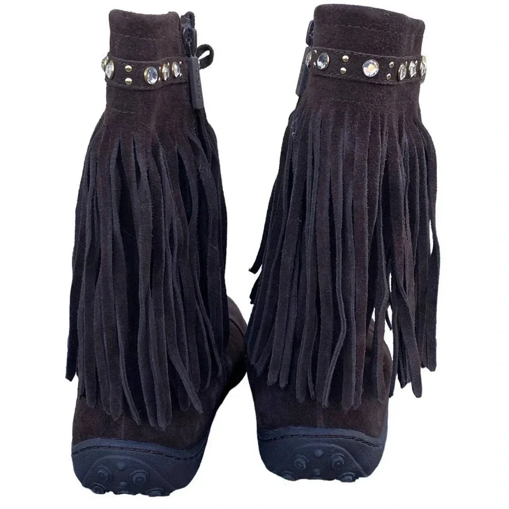 Girls Leather Michael Michael Kors Accents US 4 Brown Ankle Boots Side Boho Fall